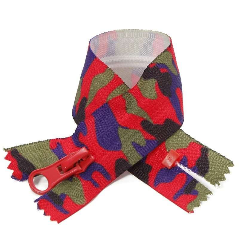 Camouflage Printed #5 Nylon Zipper Closed End Coil Zippers for Outdoor Apparel & Camping Gear