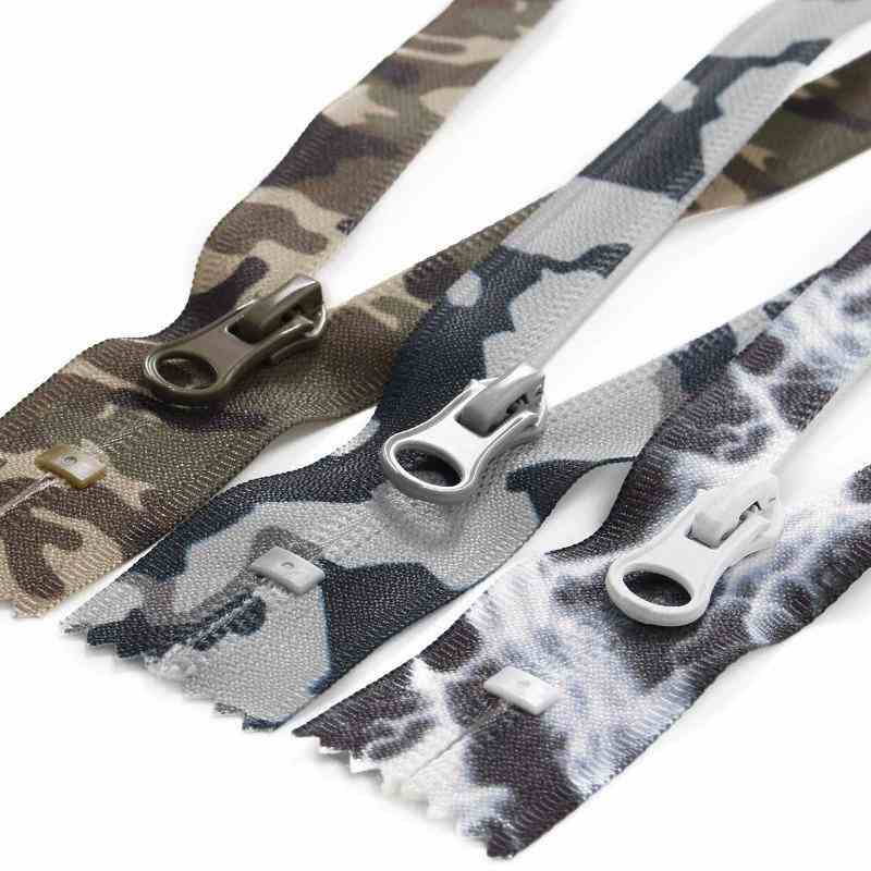 Camouflage Printed #5 Nylon Zipper Closed End Coil Zippers for Outdoor Apparel & Camping Gear
