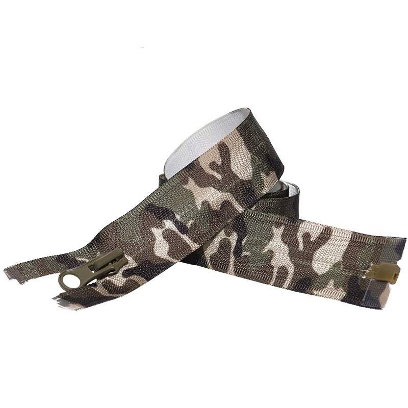 Camouflage Printed #5 Nylon Zipper Closed End Coil Zippers for Outdoor Apparel & Camping Gear