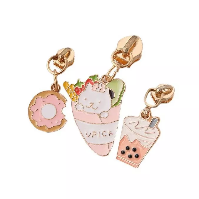 Enamel Cartoon Food Zipper Pulls