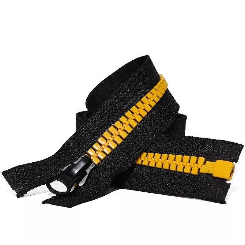 #5 #8 Open End Resin Zipper Yellow Wave Molded Teeth for Garment Front Placket