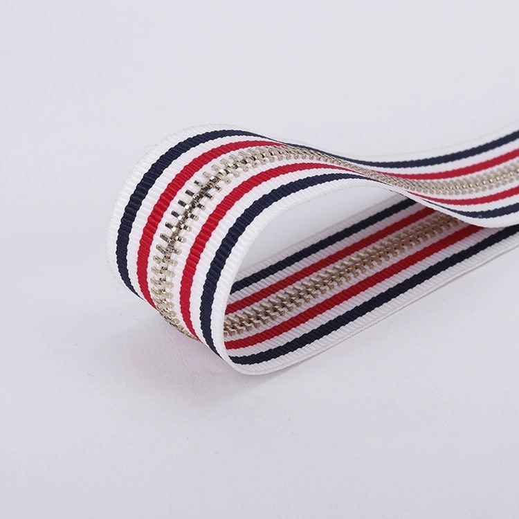 5# Striped Canvas Tape Metal Zipper