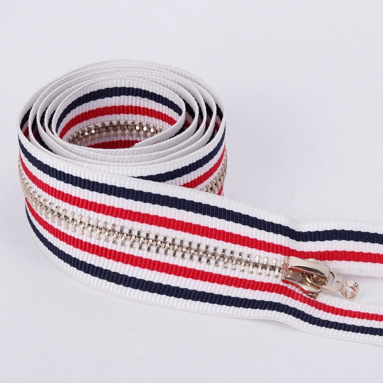 5# Striped Canvas Tape Metal Zipper