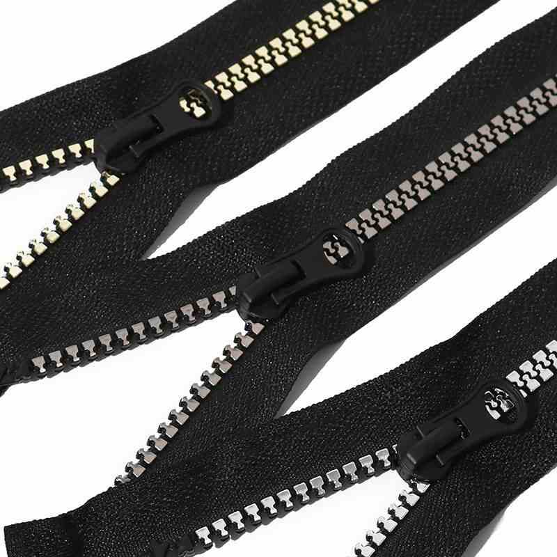 #3 #5 #8 Open End Resin Zipper Metallic Coated Teeth for Garment Home Textile Luggage