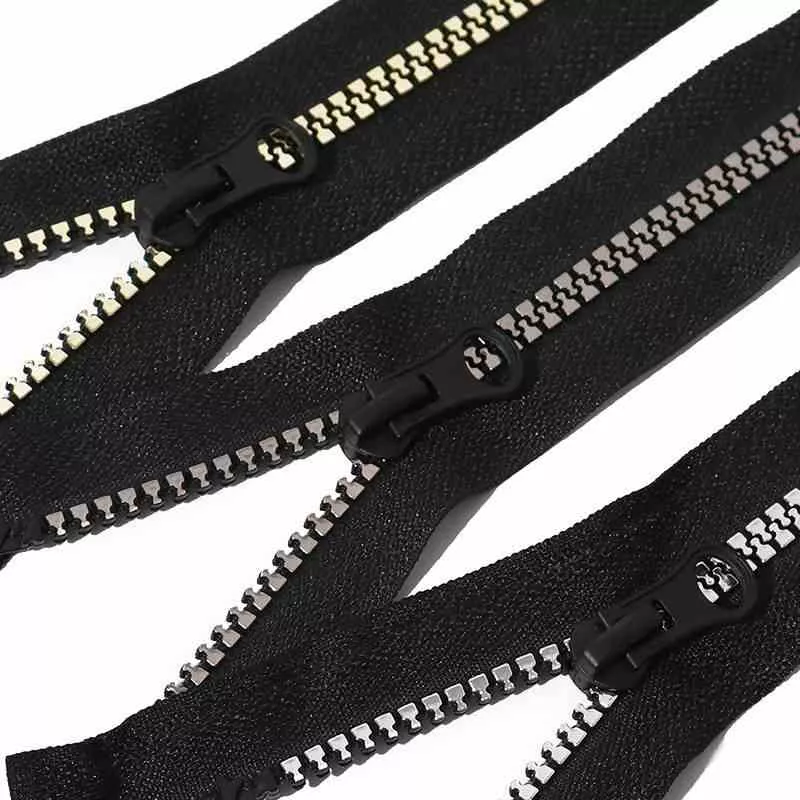 #3 #5 #8 Open End Resin Zipper Metallic Coated Teeth for Garment Home Textile Luggage