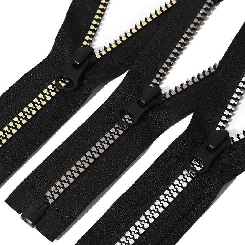 #3 #5 #8 Open End Resin Zipper Metallic Coated Teeth for Garment Home Textile Luggage