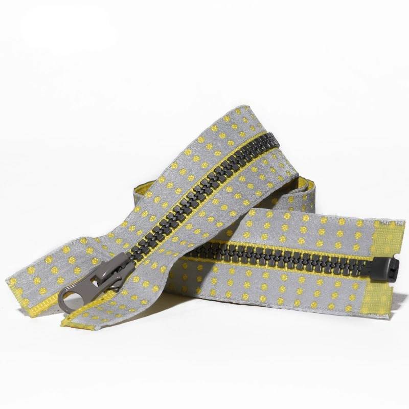 #5 Open End Waterproof Resin Zipper Polka Dot Reflective Tape Tank Track Teeth