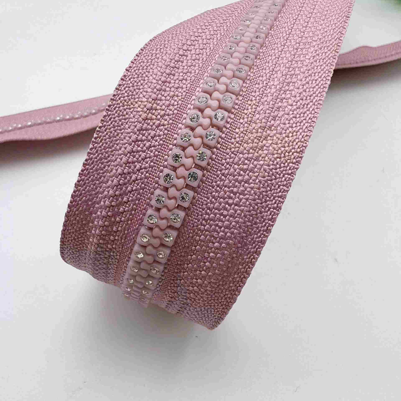 5# Resin Rhinestone Double Open-End Zipper