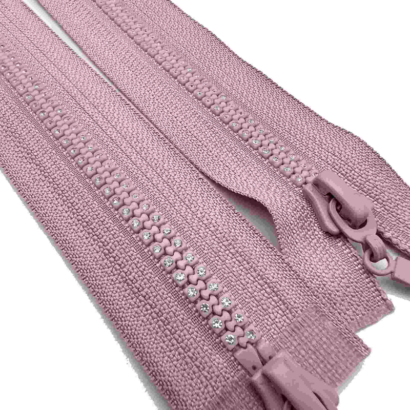 5# Resin Rhinestone Double Open-End Zipper