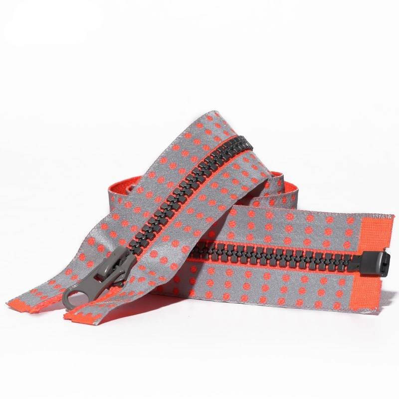 #5 Open End Waterproof Resin Zipper Polka Dot Reflective Tape Tank Track Teeth