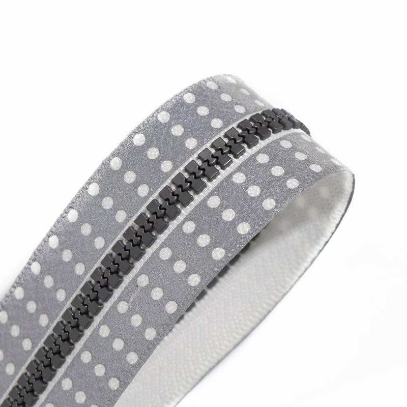 #5 Open End Waterproof Resin Zipper Polka Dot Reflective Tape Tank Track Teeth