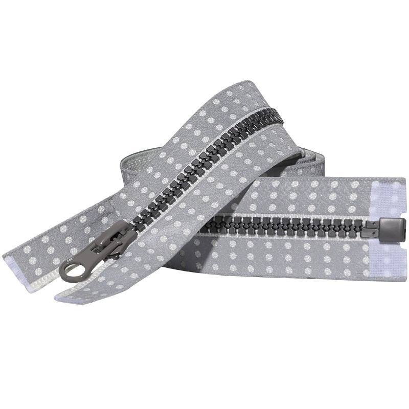 #5 Open End Waterproof Resin Zipper Polka Dot Reflective Tape Tank Track Teeth