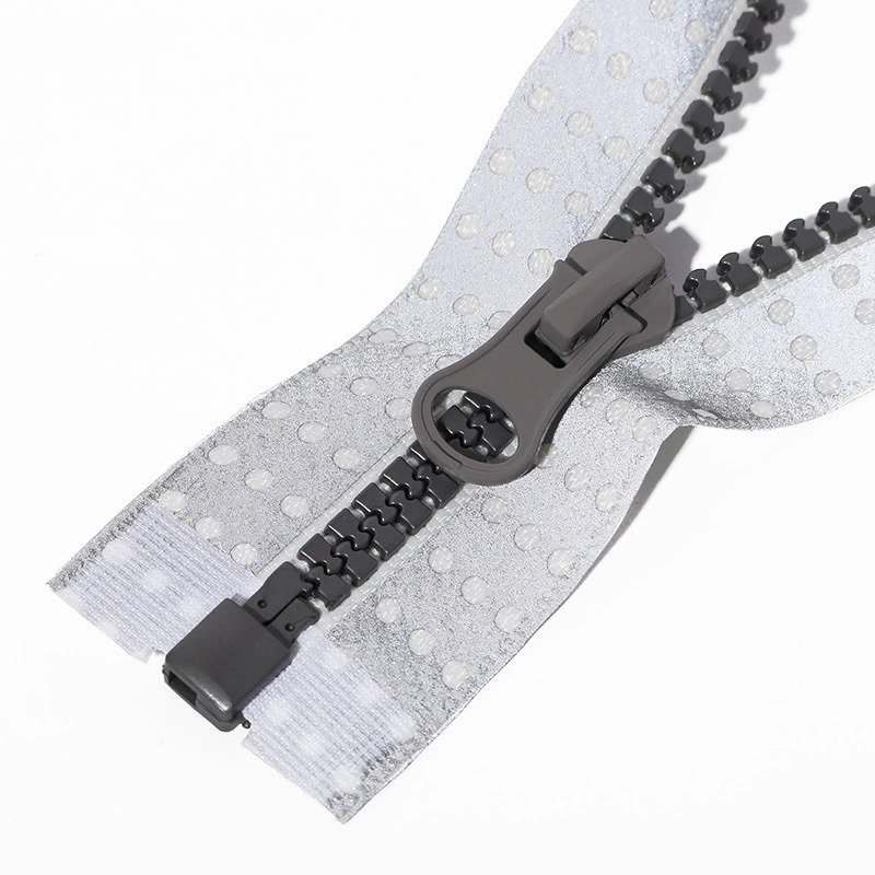 #5 Open End Waterproof Resin Zipper Polka Dot Reflective Tape Tank Track Teeth
