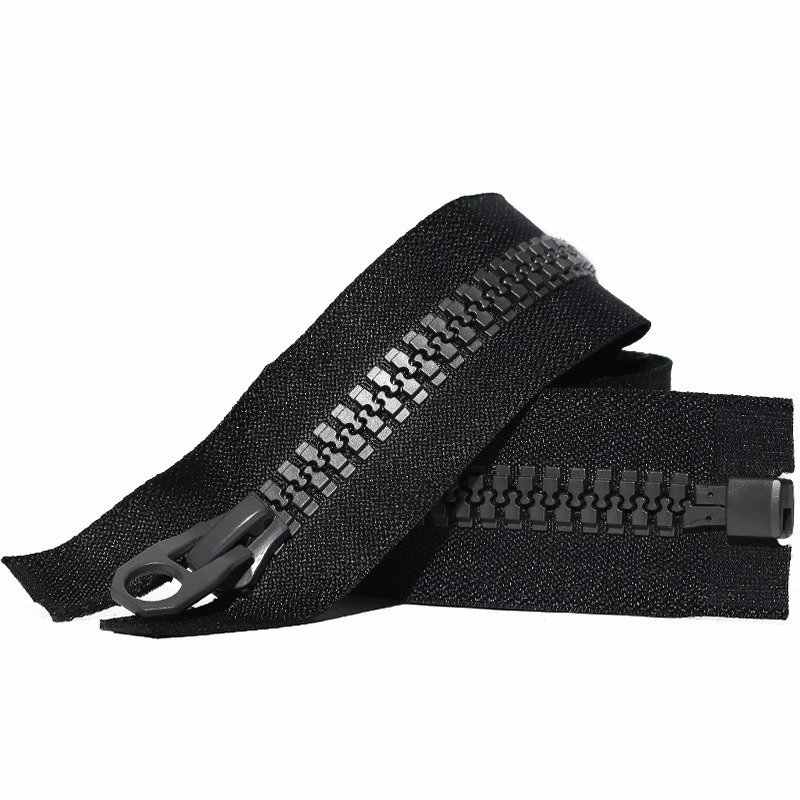Heavy Duty 8# Separating Plastic Zipper Silver Finish High-Low Track Resin Teeth Zipper for Outerwear & Suitcase