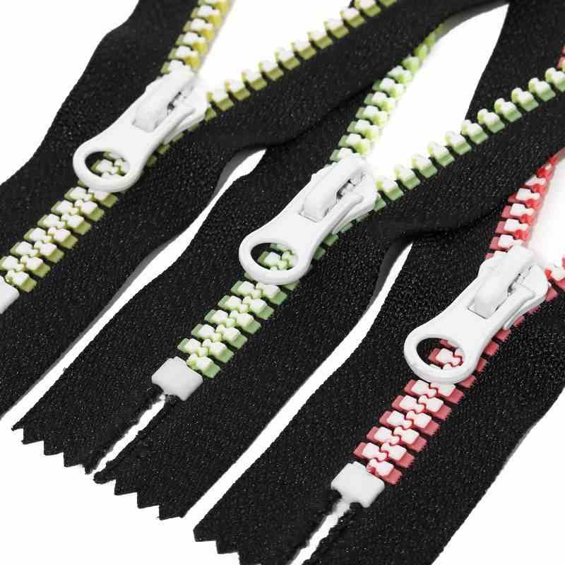 #5 Closed End 20cm Resin Zipper Pink White Track Teeth for Pocket, Backpack & Footwear