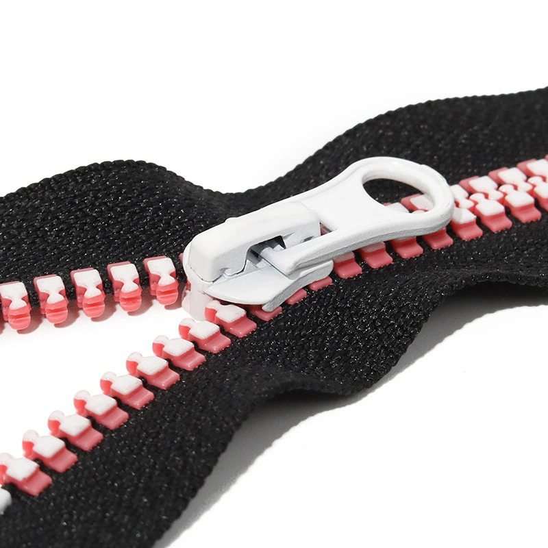 #5 Closed End 20cm Resin Zipper Pink White Track Teeth for Pocket, Backpack & Footwear