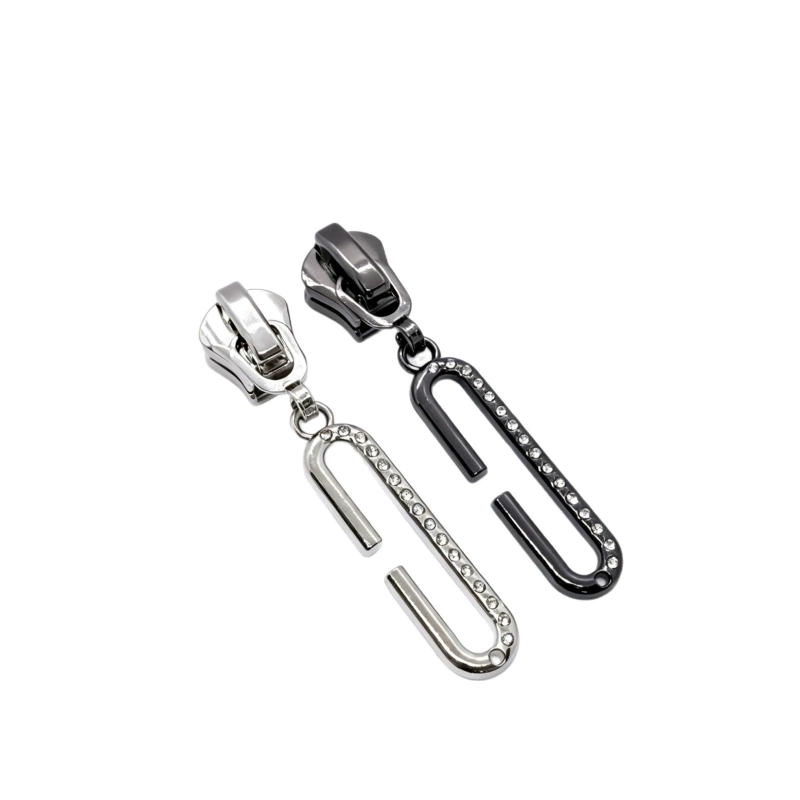 Long Open U-Shape Rhinestone Zipper Pulls