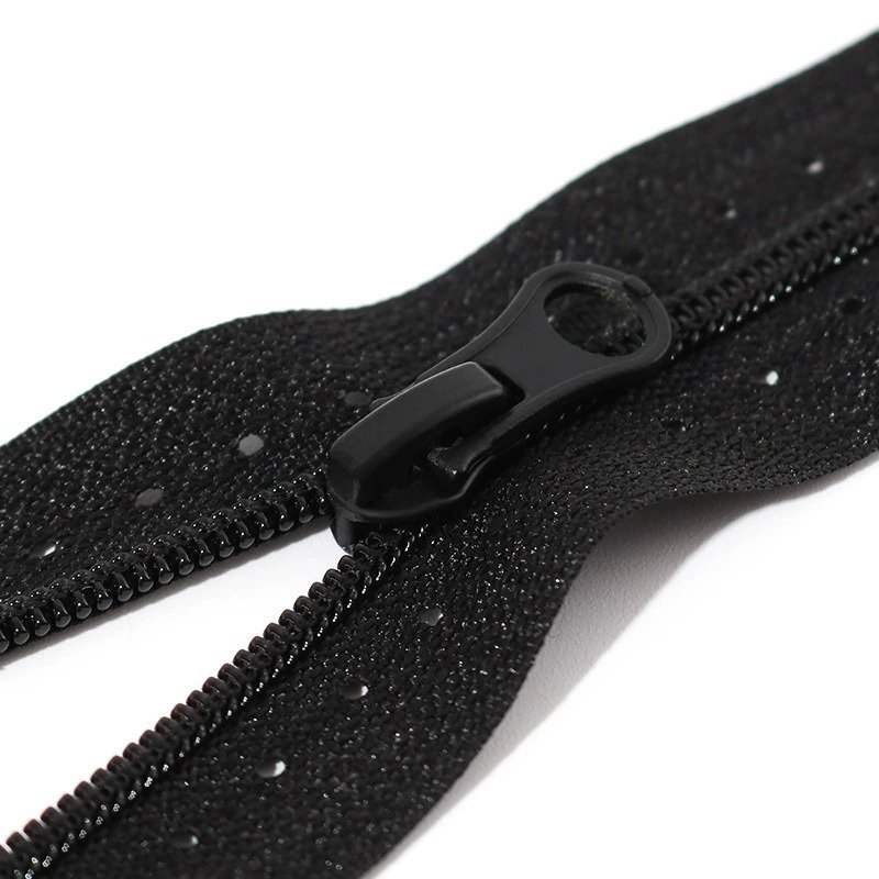 #3 Nylon Coil Open End Zipper Front Wear Rhinestone Dot Tape for Garment Bags Shoes Bedding