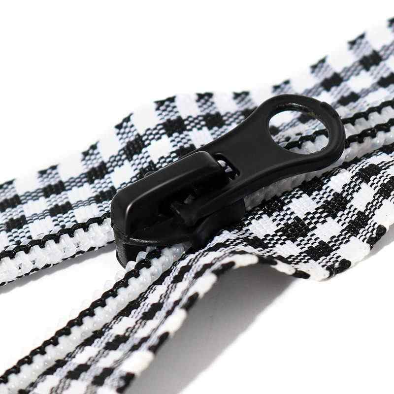 #5 Nylon Coil Open End Zipper Gingham Plaid Printed Tape for Garment Bags Home Textile Pillowcase
