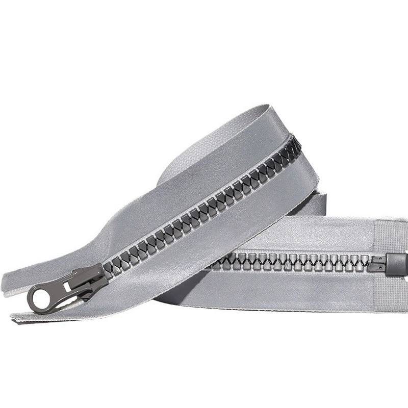 Heavy Duty 5# Separating Waterproof Plastic Zipper Reflective Coated Tape Triangle Resin Teeth Zipper for Outdoor Apparel & Cover