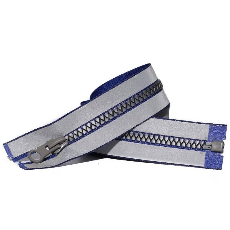 Heavy Duty 5# Separating Waterproof Plastic Zipper Reflective Coated Tape Triangle Resin Teeth Zipper for Outdoor Apparel & Cover