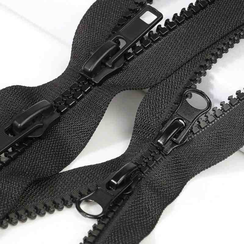 #5 Double Slider Resin Zipper Black Molded Teeth Double Open End for Jacket & Luggage