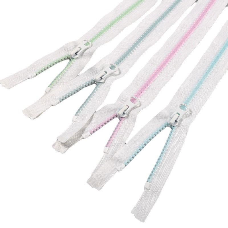 #3 #5 #8 Open End Resin Zipper Colorful Luminous Reflective Molded Teeth Separating Zipper for Fire Suit Outdoor Jacket