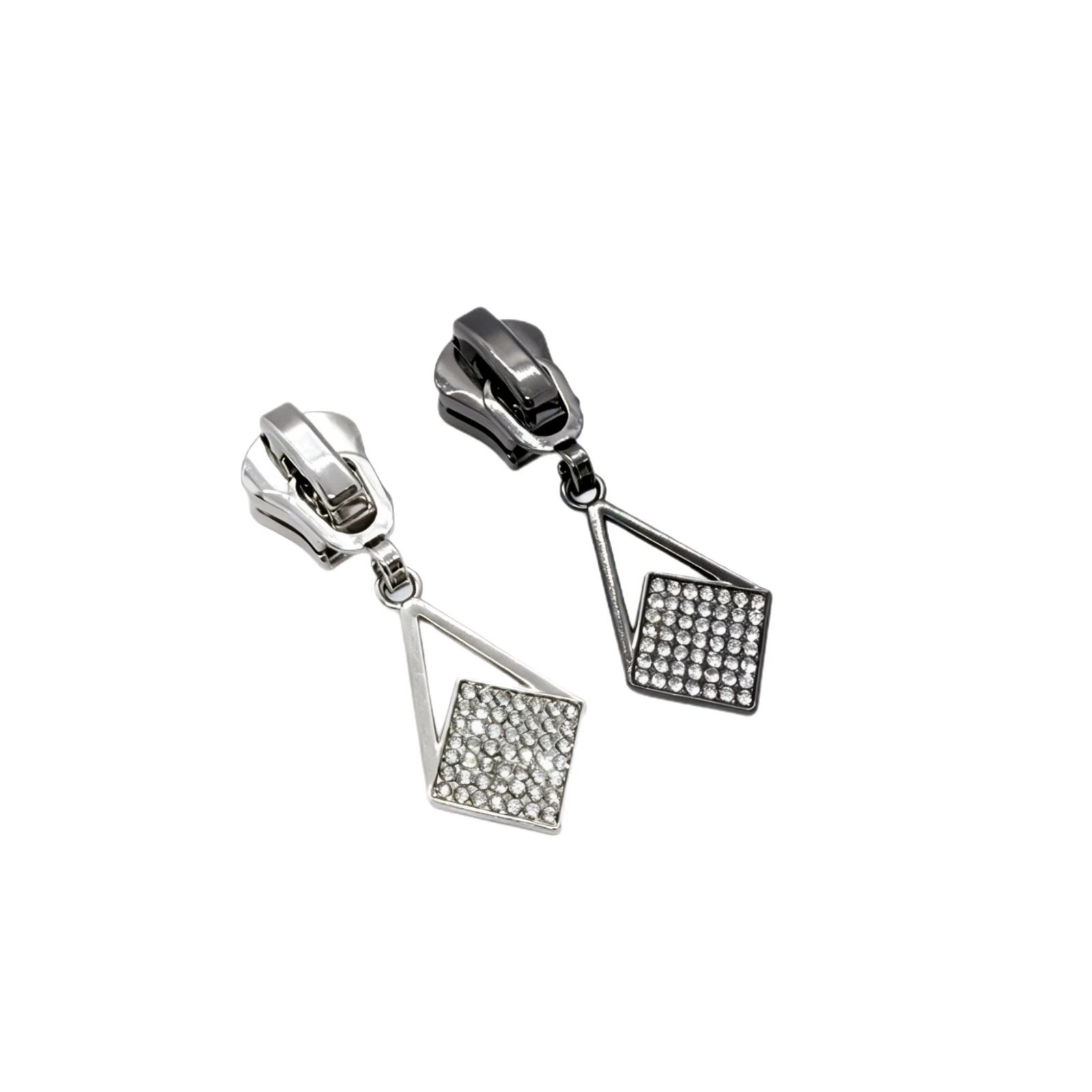 Geometric Square Rhinestone Inlaid Zipper Pulls