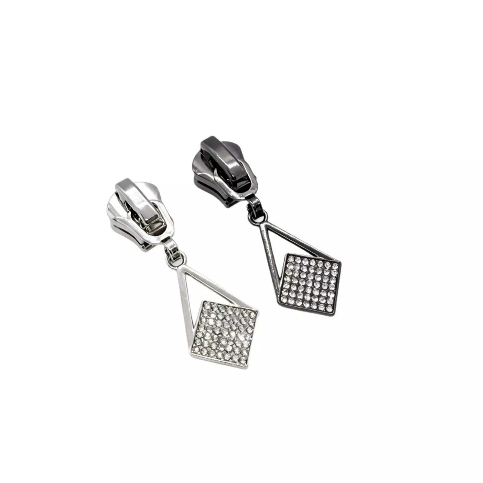 Geometric Square Rhinestone Inlaid Zipper Pulls