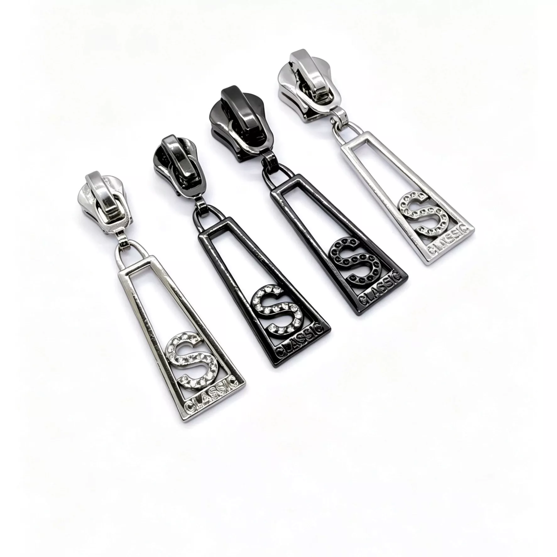 Classic Hollow Frame Alphabet S Zipper Heads