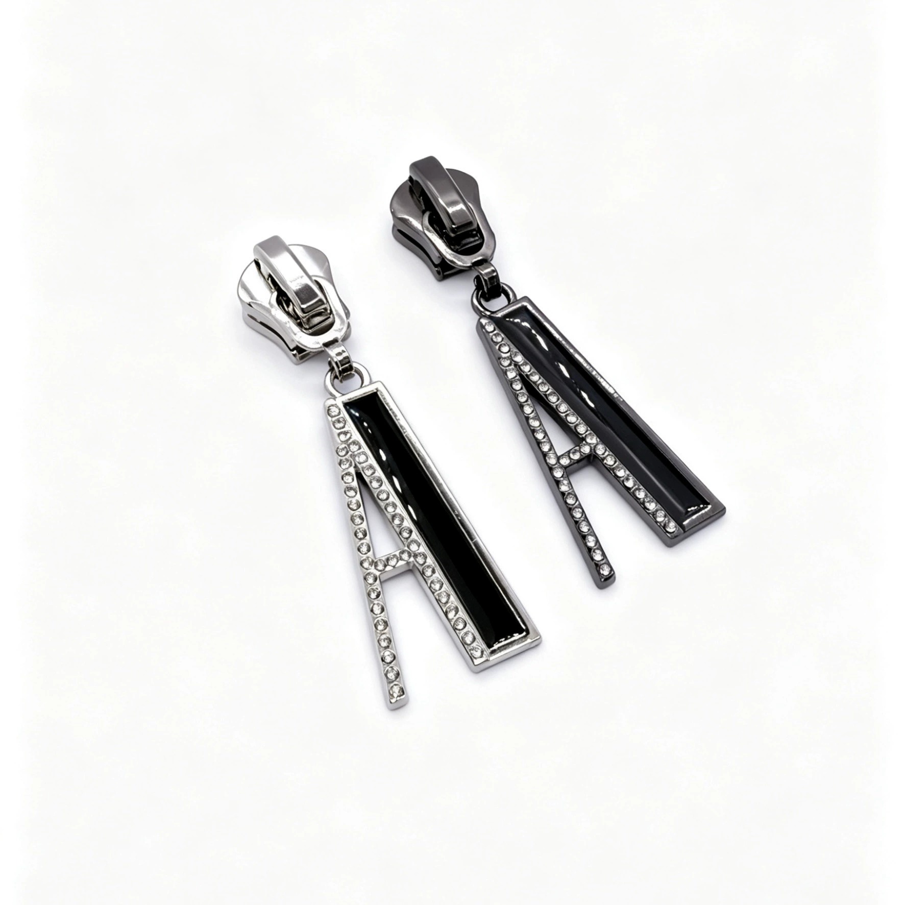 Letter A Rhinestone Enamel Zipper Pulls