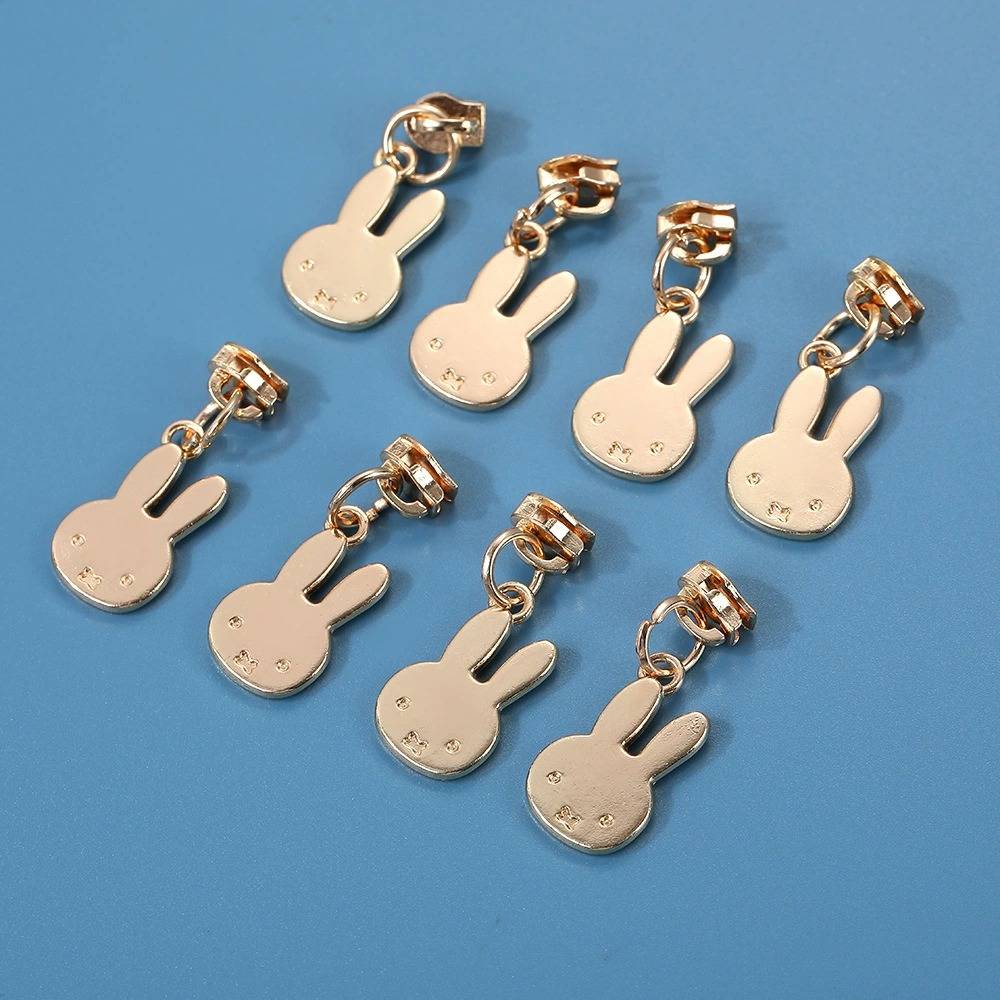 Gold Bunny Rabbit Shaped Detachable Zipper Pulls