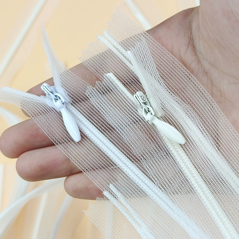 White Ultrasonic Mesh Invisible Zipper