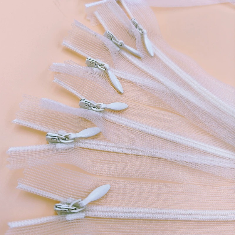 White Ultrasonic Mesh Invisible Zipper