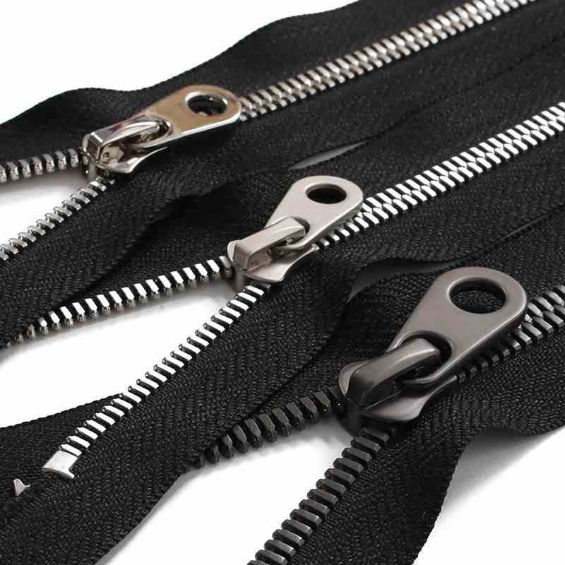 #3 #5 #8 Closed End Brass Metal Zipper Golden Teeth Black Tape for Leather Coat Wallet Bag Pocket