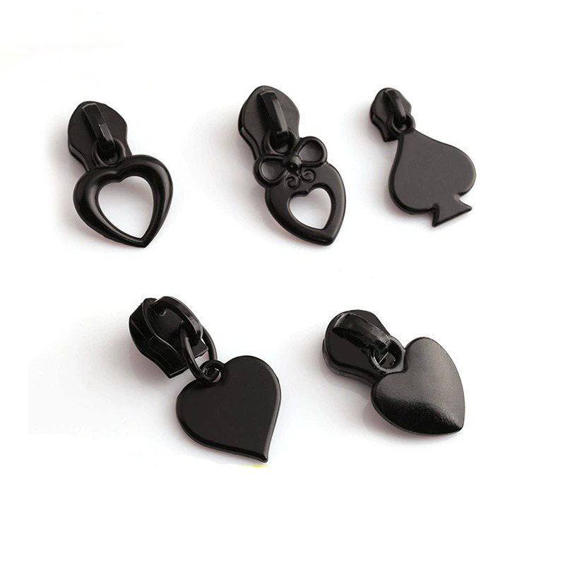Gothic Style Black Heart Zipper Heads