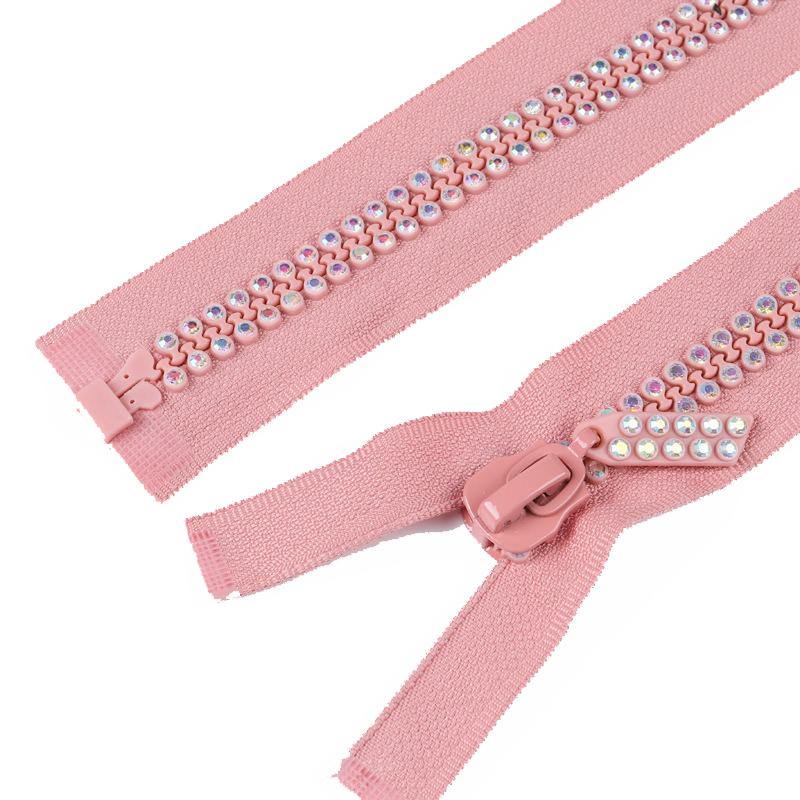 Pink 3# Rhinestone Resin Zipper