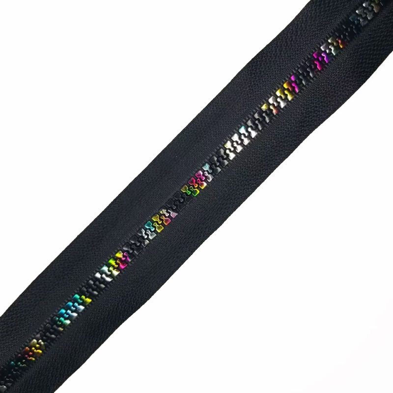 Bold Black-Base Rainbow Resin Zipper Tape