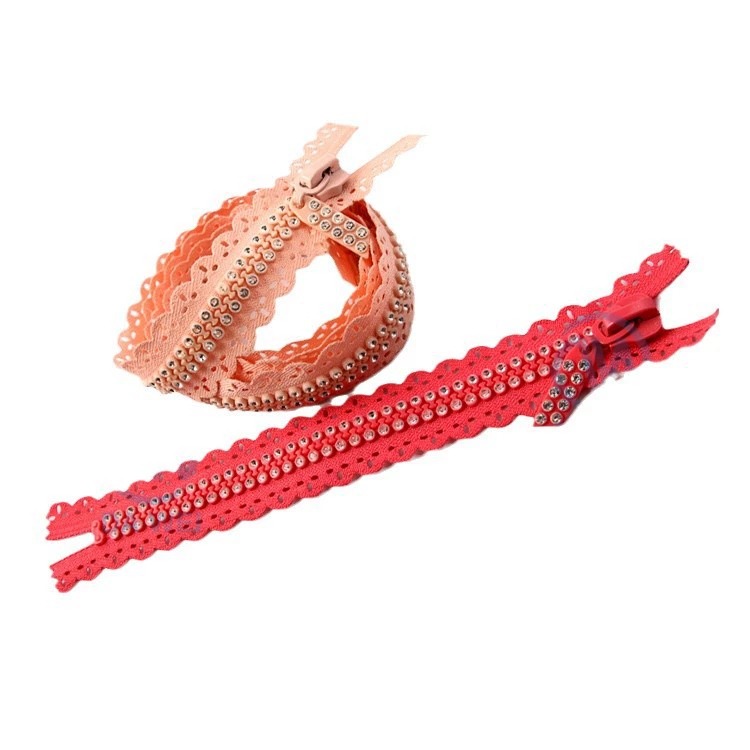 5# Lace Edge Rhinestone Resin Zipper