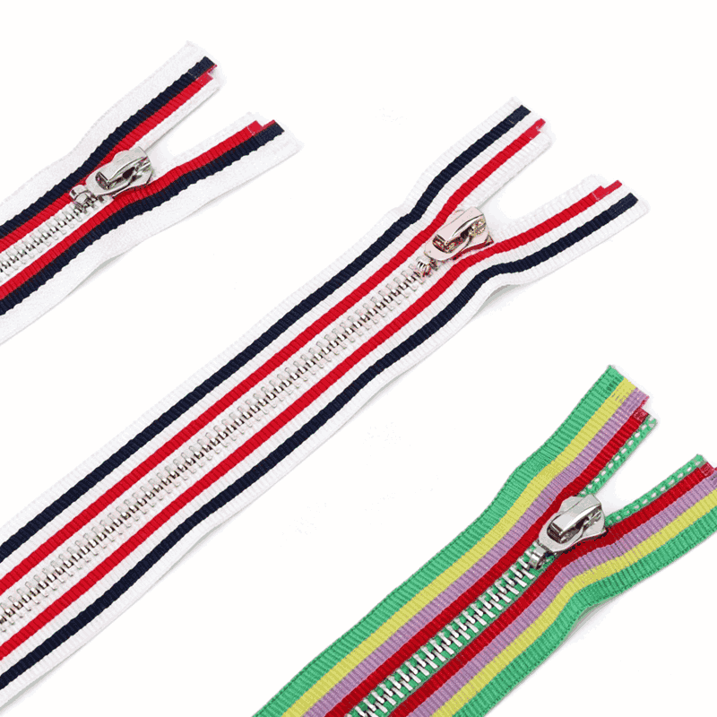5# Striped Canvas Tape Metal Zipper