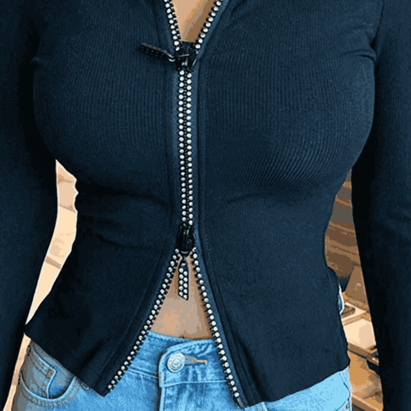 5# Resin Rhinestone Double Open-End Zipper