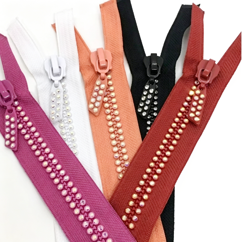 8# Colorful AB Rhinestone Resin Zipper