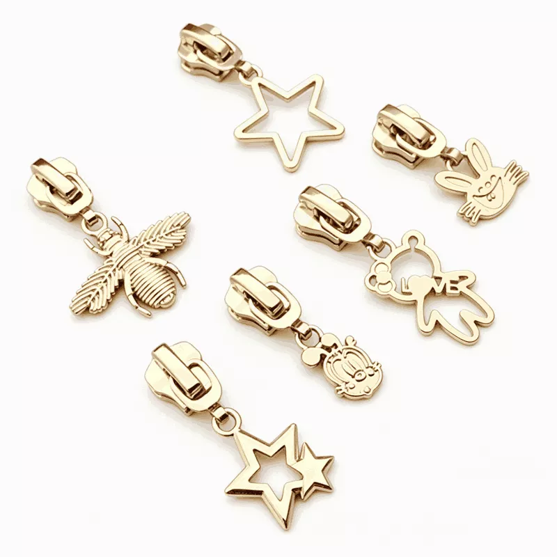 Gold Plated Cartoon Animal & Star Zipper Pulls