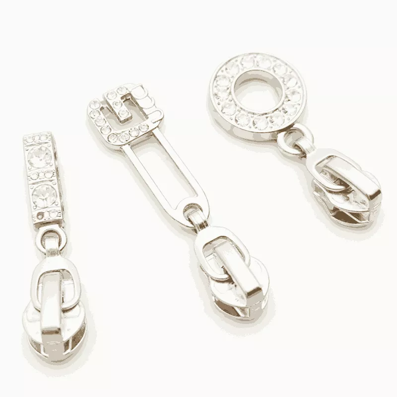 Round / Rectangle / Buckle Shaped Bling Zipper Heads